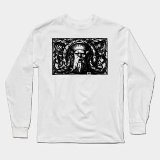 Green Man Renaissance Engraving Black Long Sleeve T-Shirt